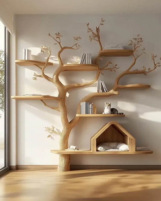 Handmade Tree-Shaped Pet House Storage Rack