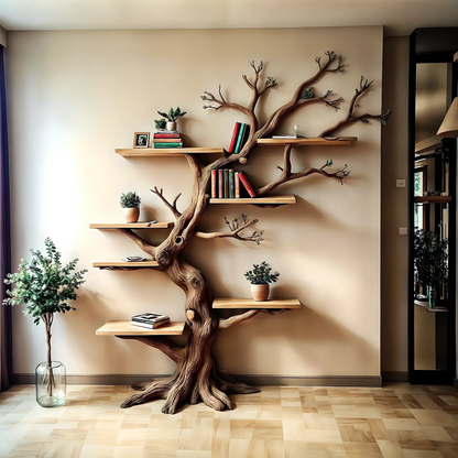 Wooden Tree-Shaped Children's Bookshelf