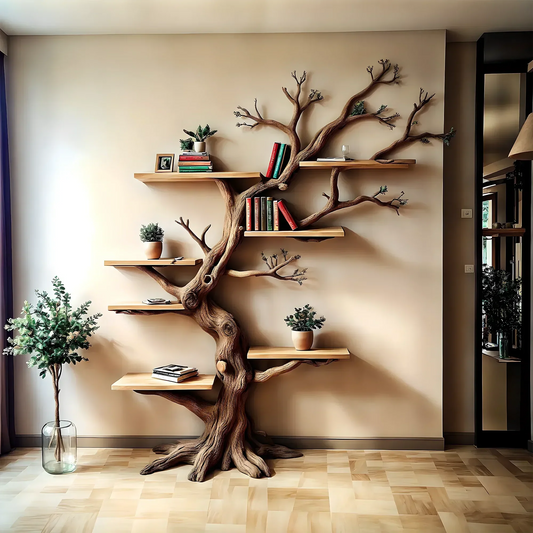 Wooden Tree-Shaped Children's Bookshelf