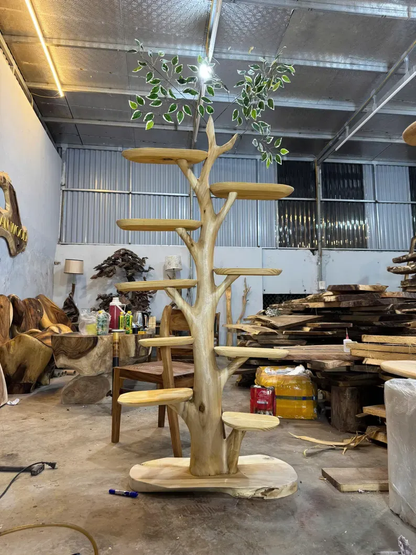 Large Handmade Natural Wood Cat Shelves